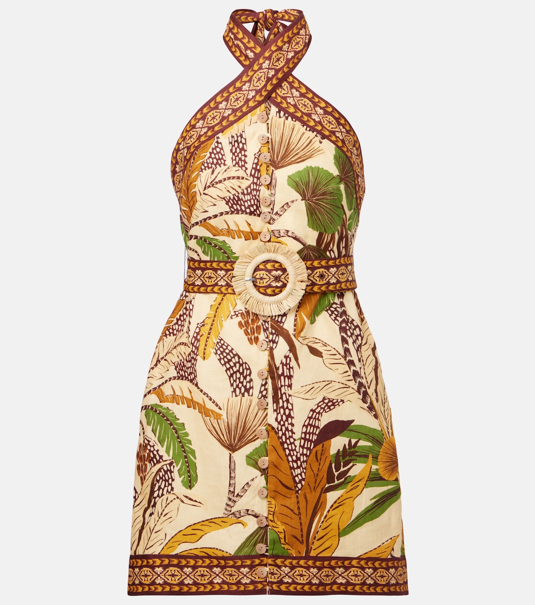 Foliage Sketch linen minidress | Farm Rio