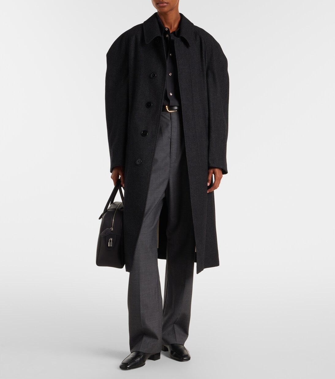 Belted wool and cotton twill coat | Lemaire