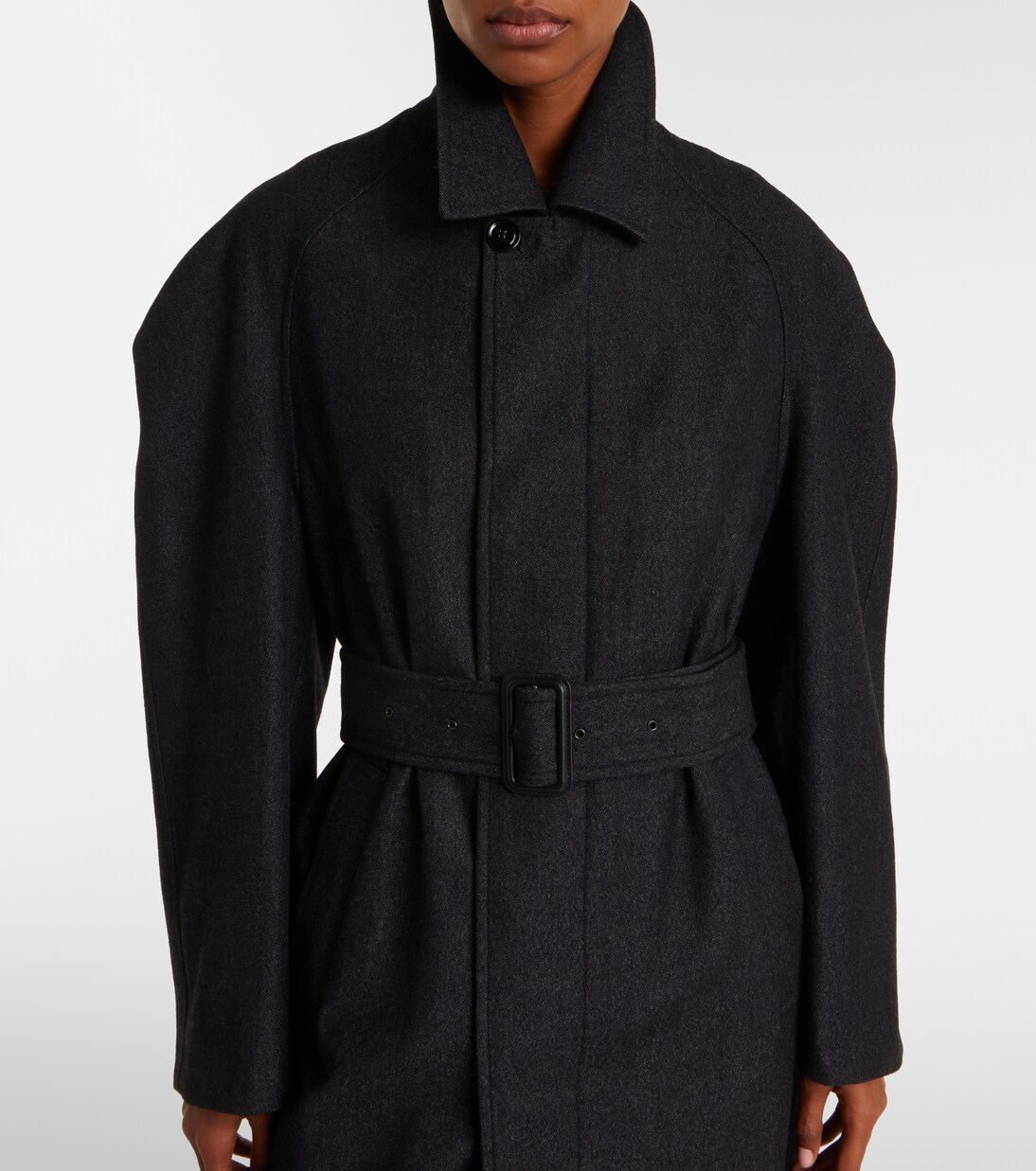 Belted wool and cotton twill coat | Lemaire
