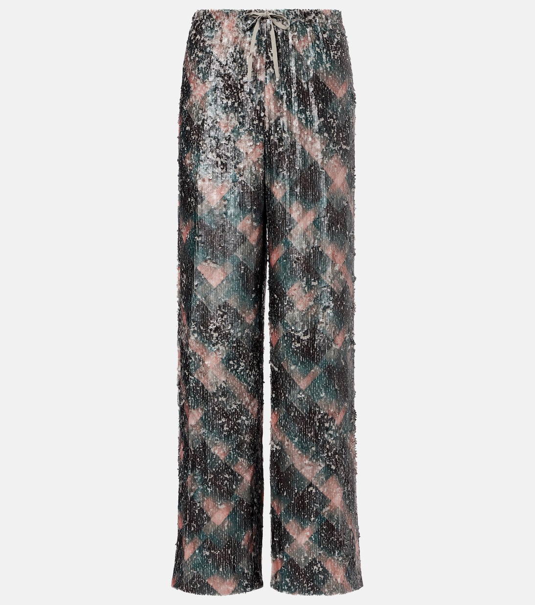 Checked sequined palazzo pants | Dries Van Noten
