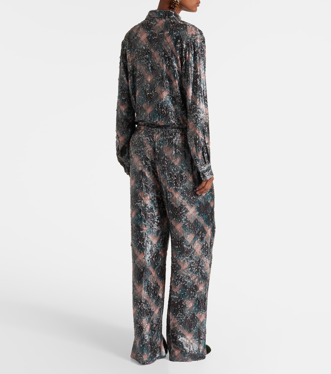 Checked sequined palazzo pants | Dries Van Noten