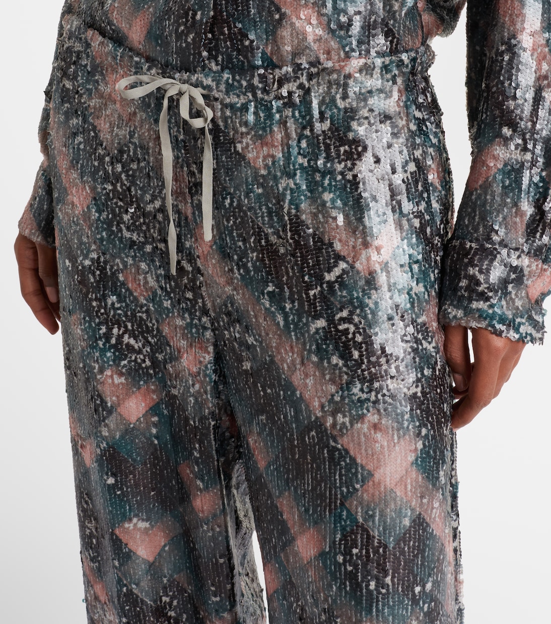 Checked sequined palazzo pants | Dries Van Noten