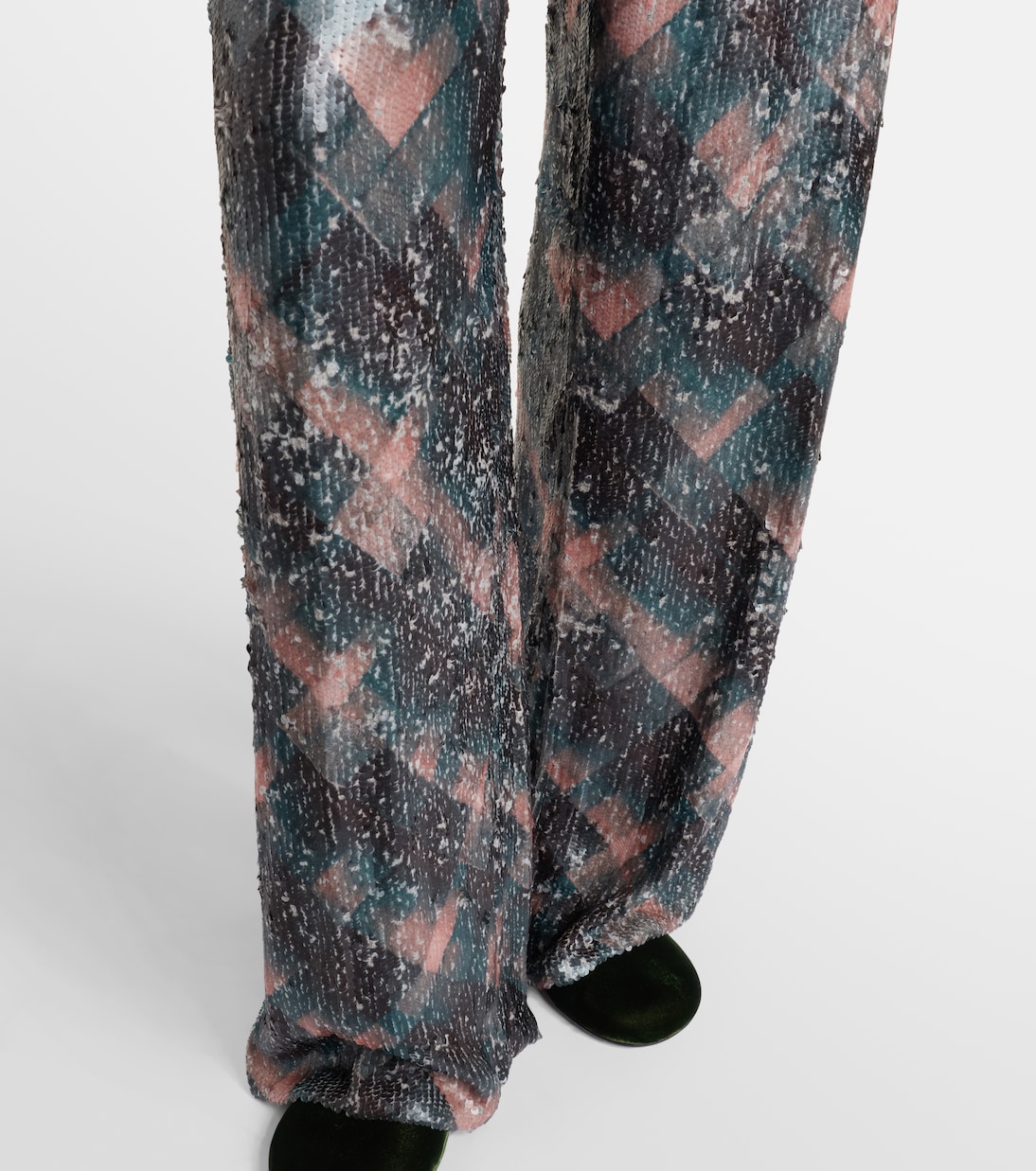 Checked sequined palazzo pants | Dries Van Noten