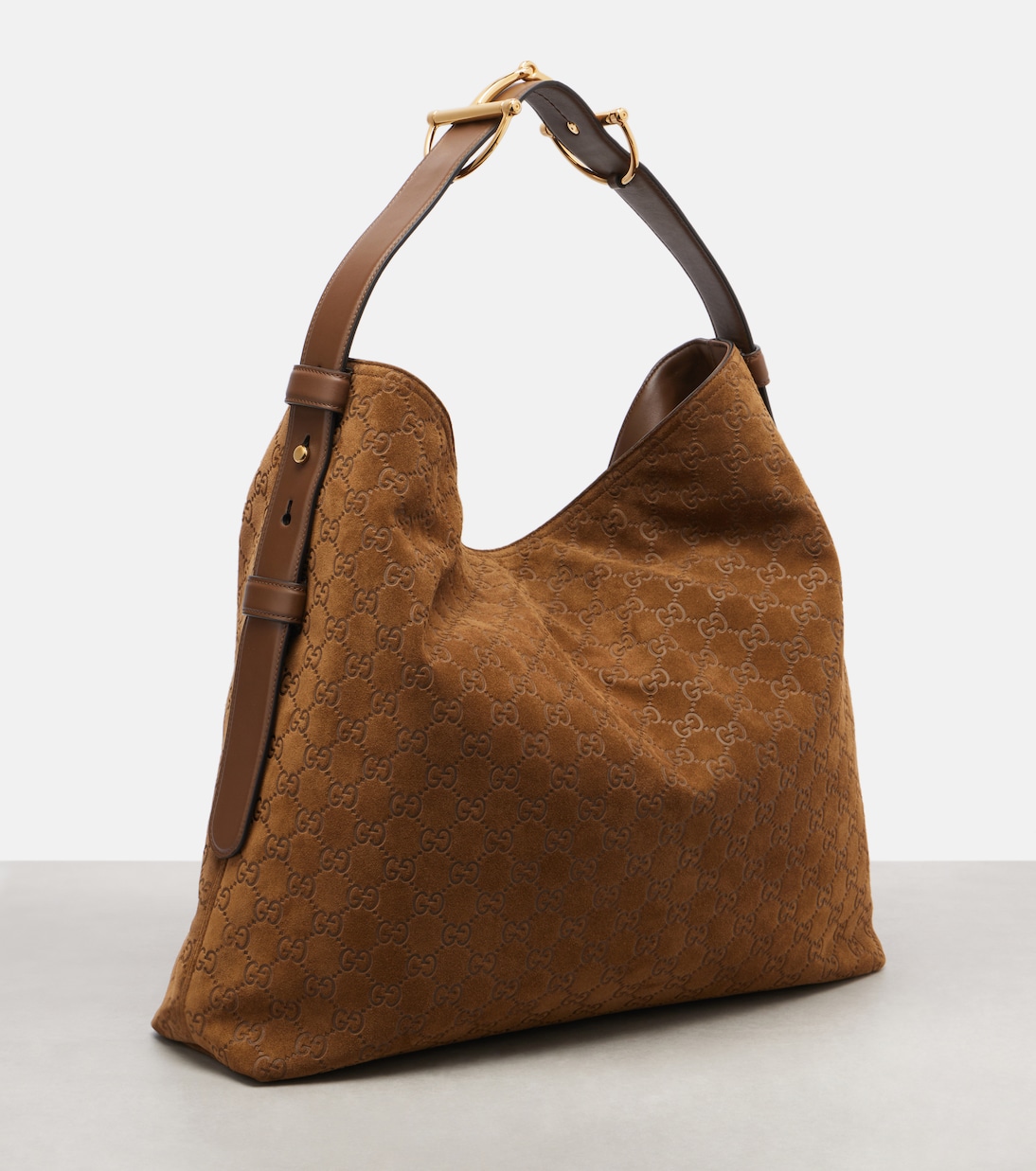 Maxi Horsebit 라지 스웨이드 토트 백 | Gucci