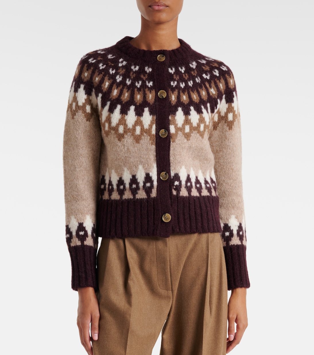 Christina Fair Isle alpaca-blend cardigan | Veronica Beard