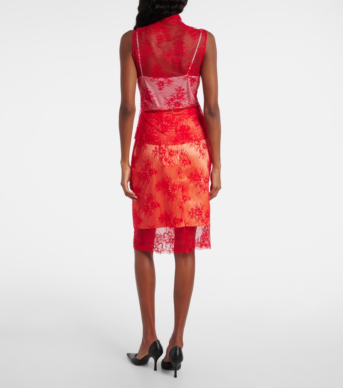 Tie-neck silk-trimmed lace top | Jacques Wei