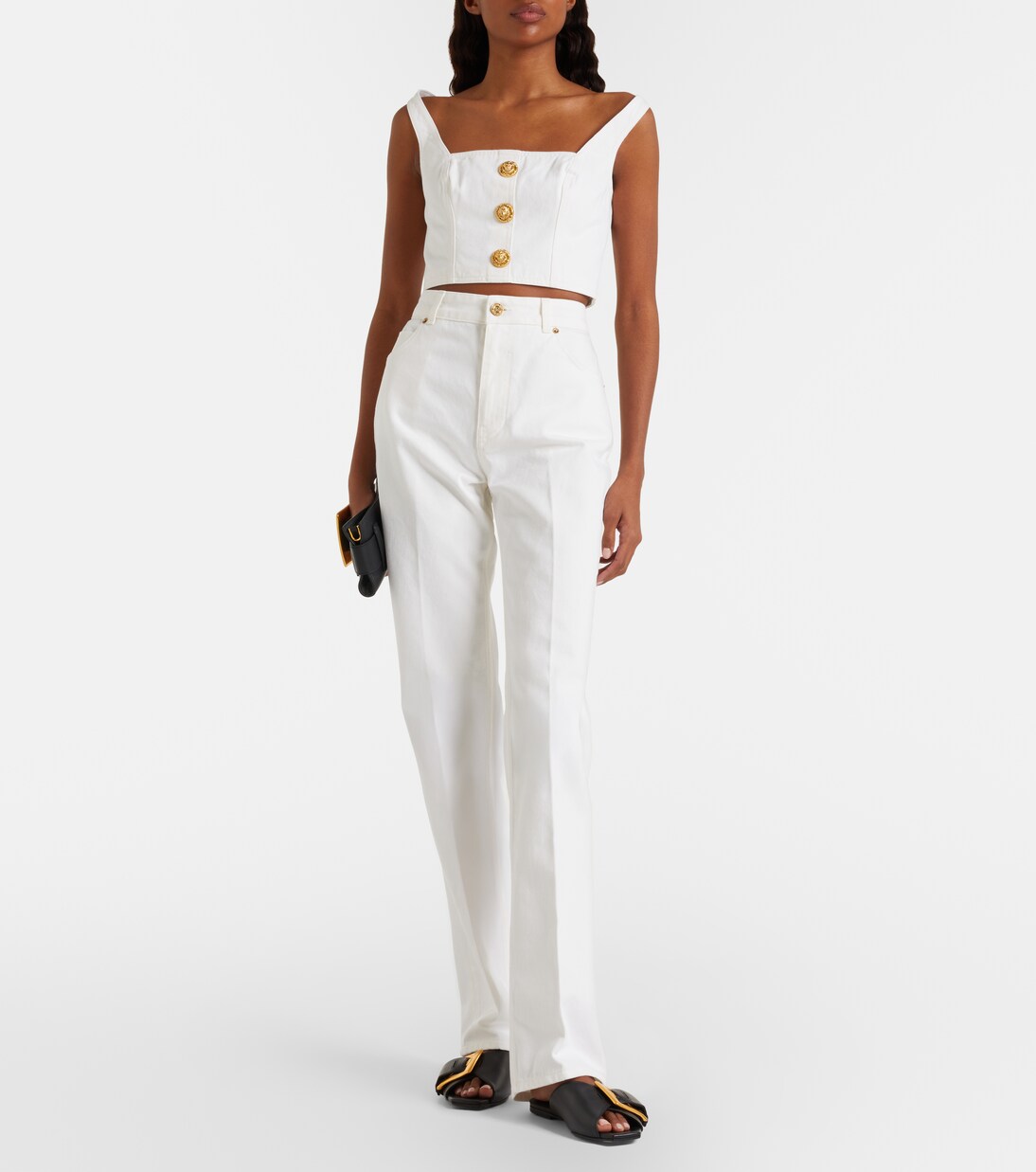 Cropped-Top aus Denim | Balmain