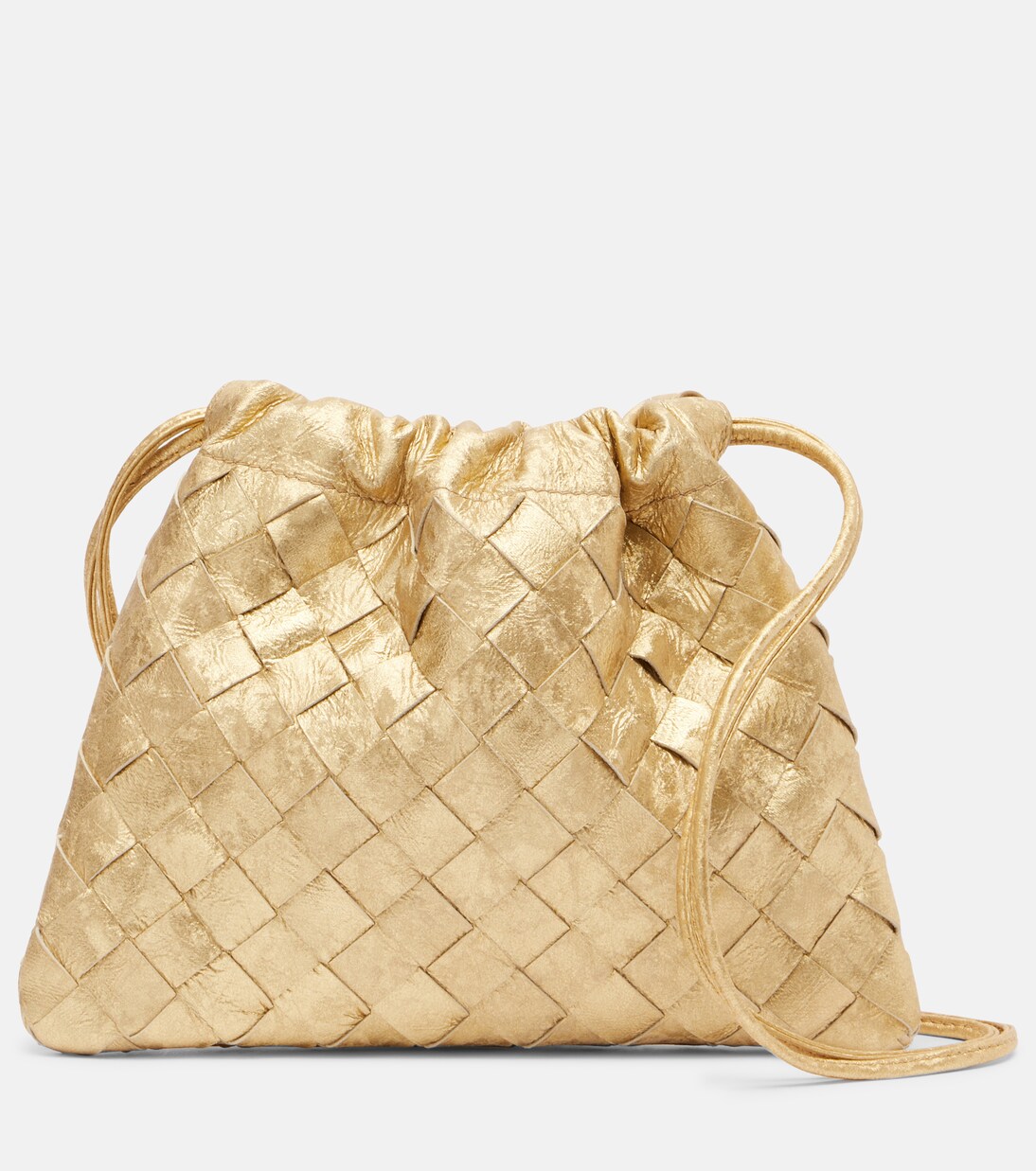 Intrecciato Small metallic leather pouch | Bottega Veneta