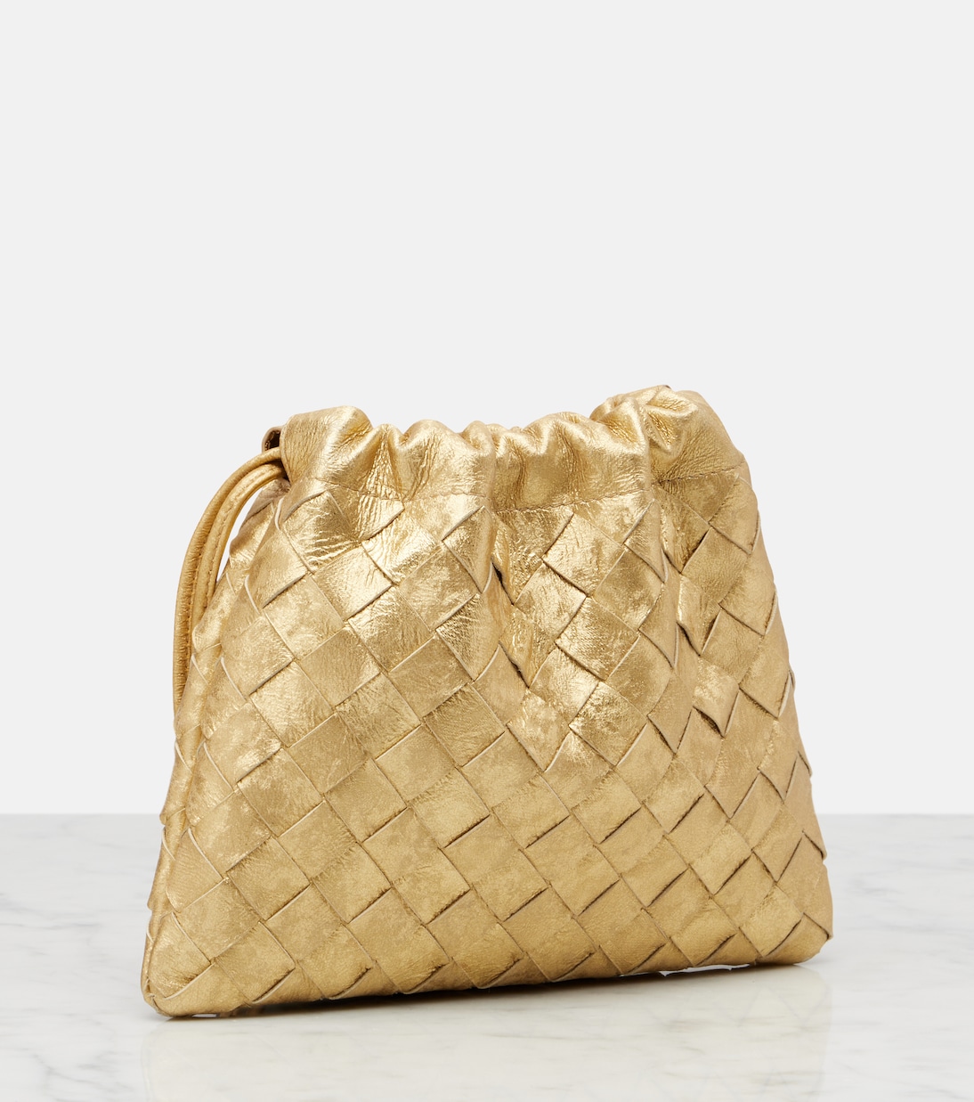 Intrecciato Small metallic leather pouch | Bottega Veneta