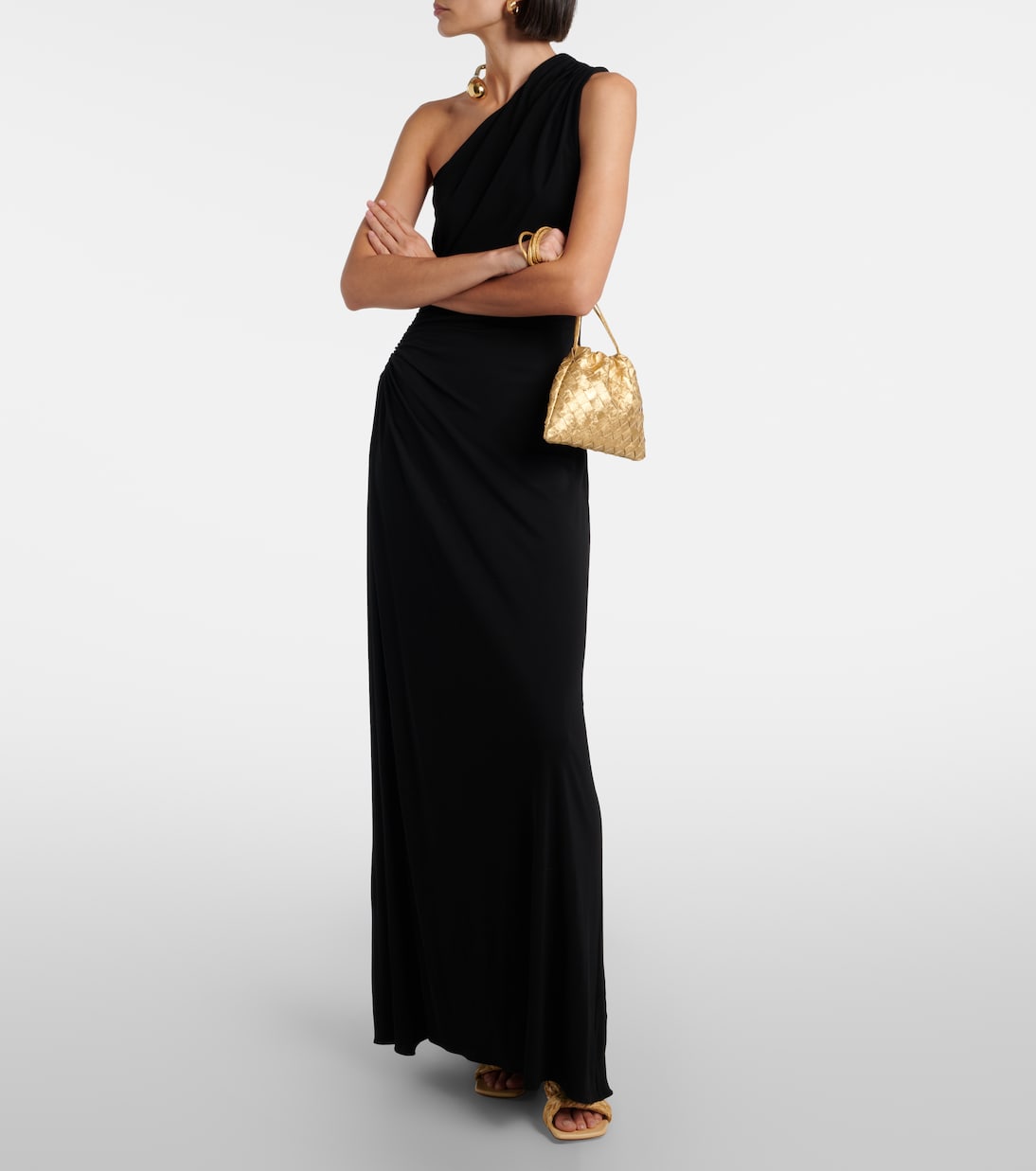 Intrecciato Small metallic leather pouch | Bottega Veneta