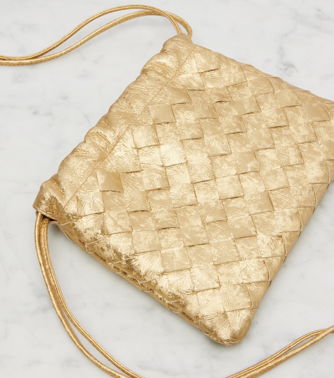 Intrecciato Small metallic leather pouch | Bottega Veneta