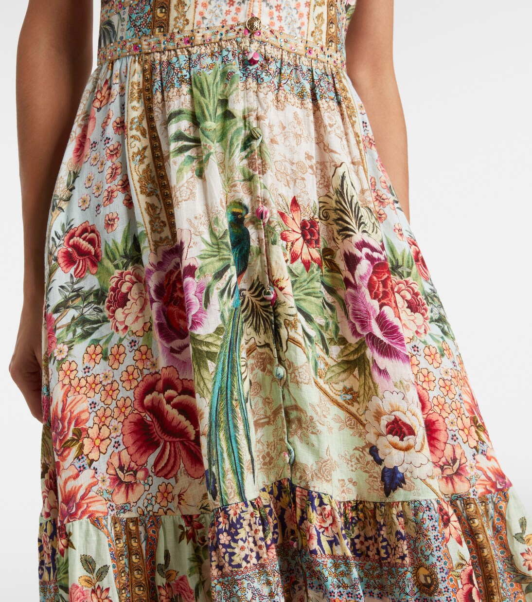 Embellished floral linen maxi dress | Camilla