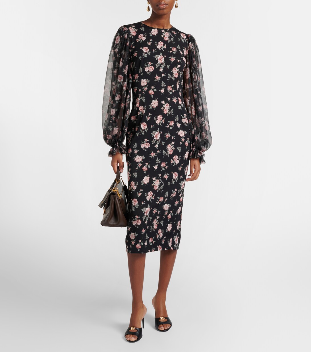 Floral silk-blend midi dress | Dolce&Gabbana