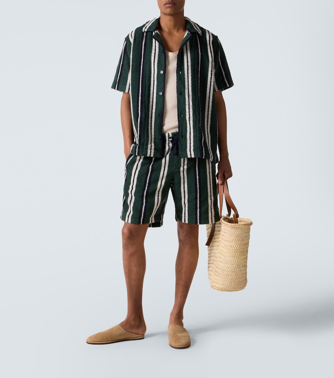 Griffith striped cotton-blend terry bowling shirt | Orlebar Brown