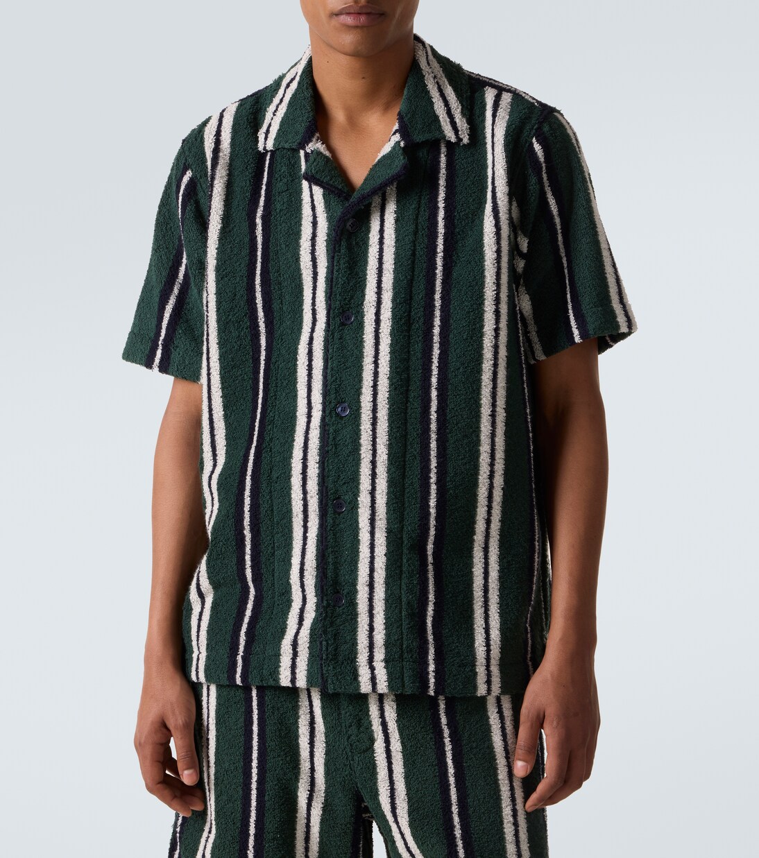 Griffith striped cotton-blend terry bowling shirt | Orlebar Brown