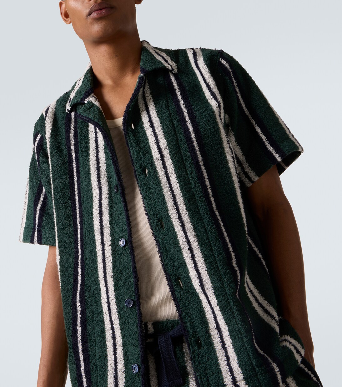 Griffith striped cotton-blend terry bowling shirt | Orlebar Brown
