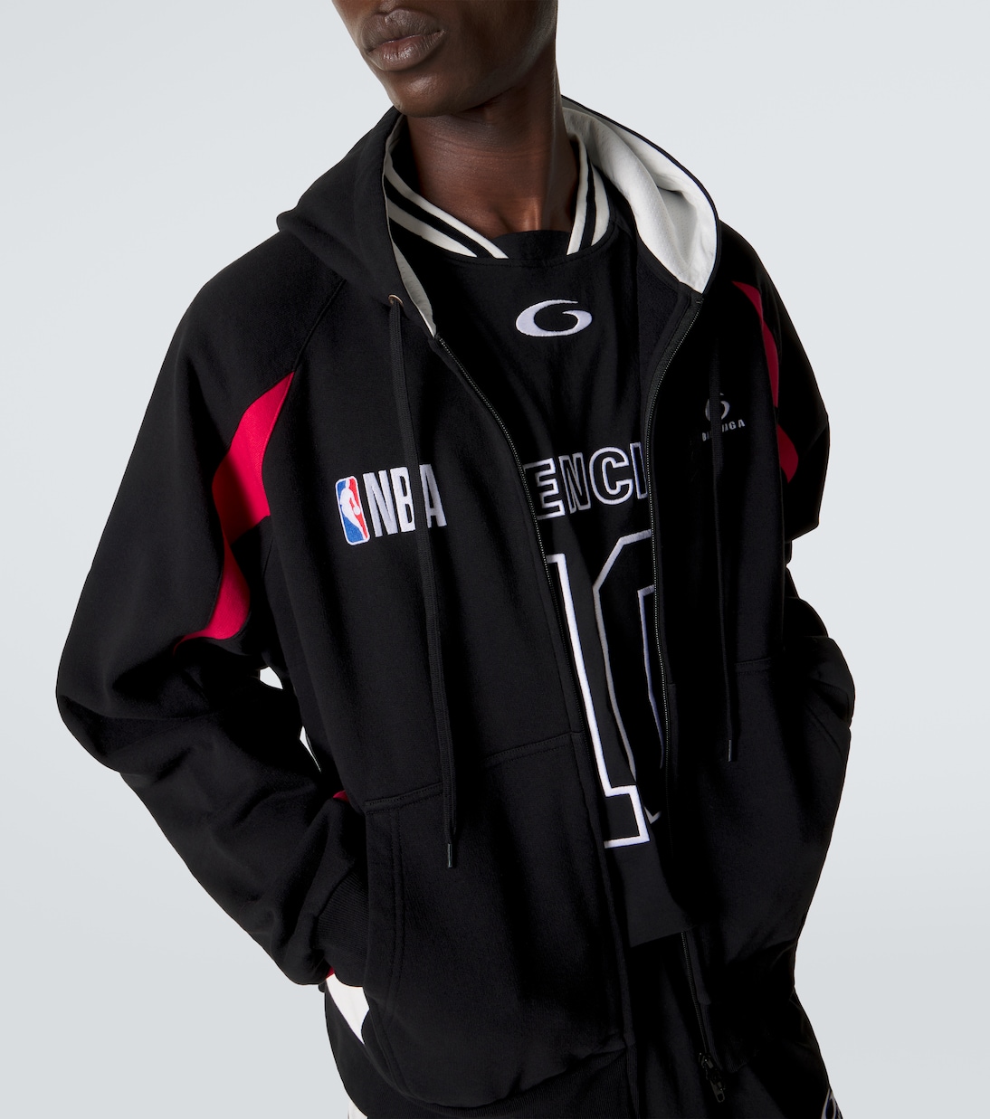 x NBA logo cotton fleece hoodie | Balenciaga