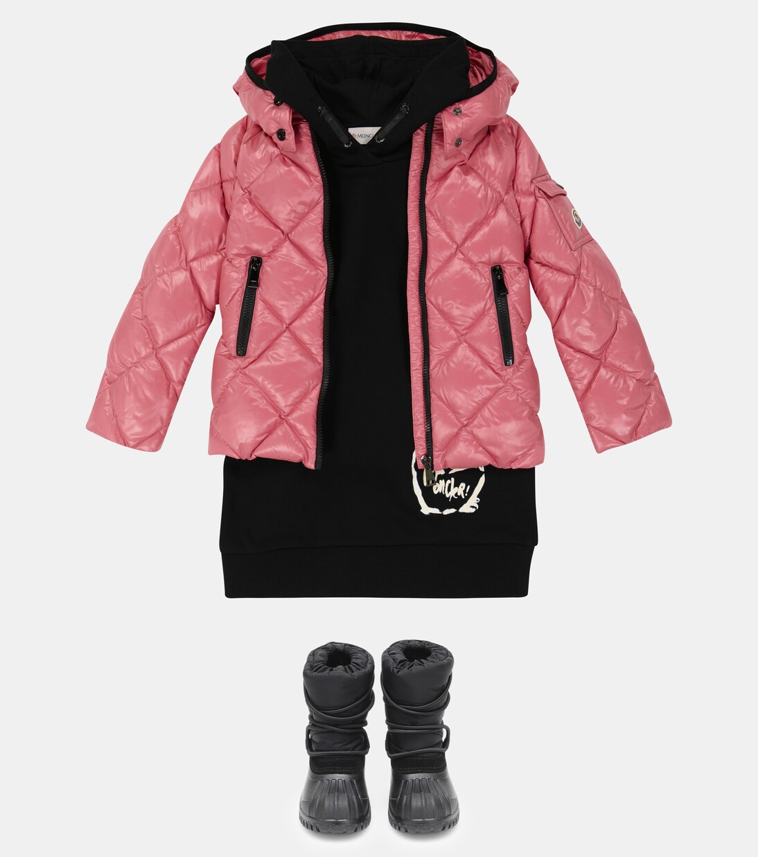 Abito felpa con cappuccio e stampa | Moncler Enfant