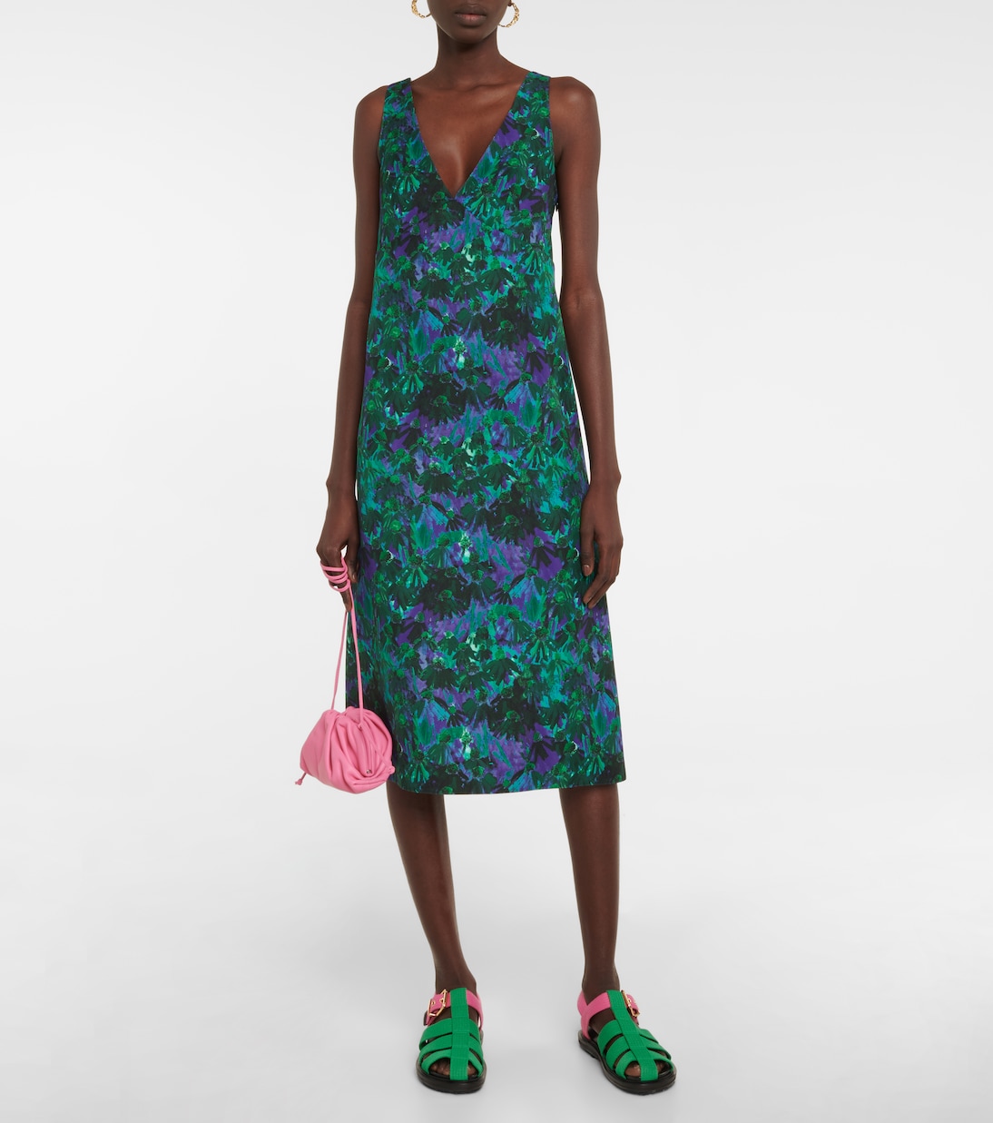 Floral twill midi dress | Plan C