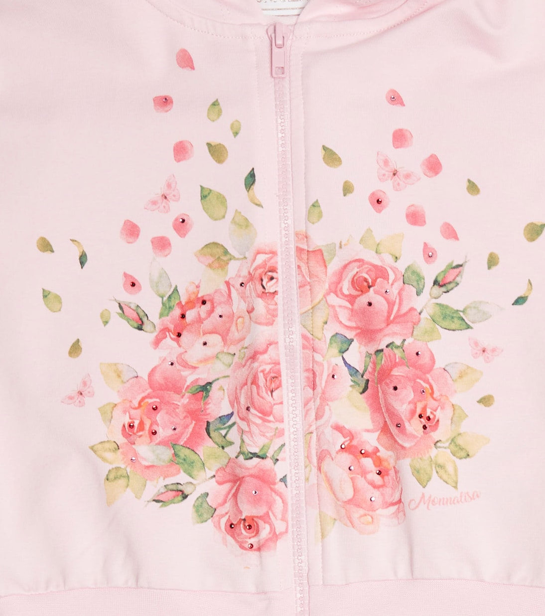 Floral ruffled jersey hoodie | Monnalisa