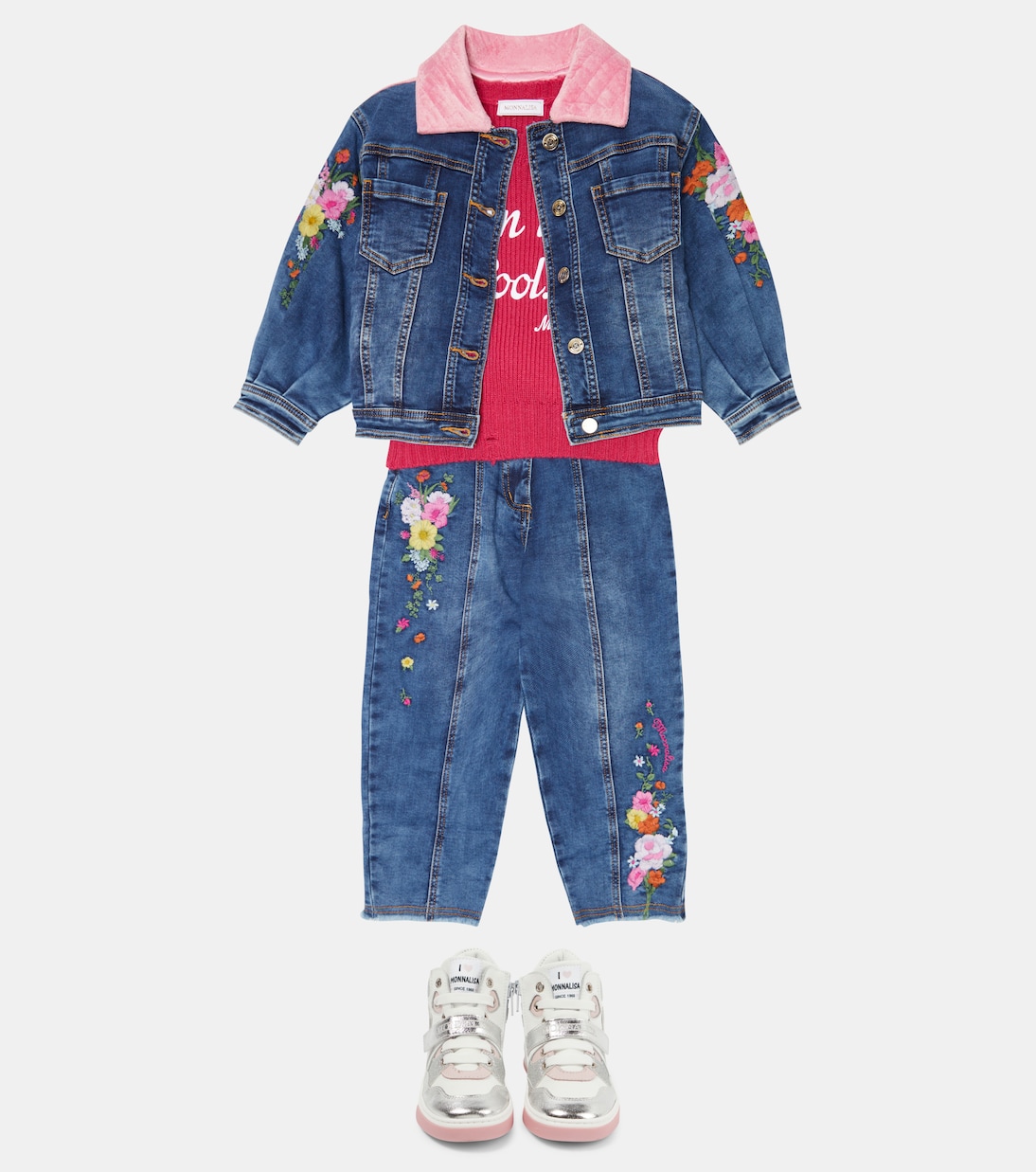 Embroidered denim jacket | Monnalisa