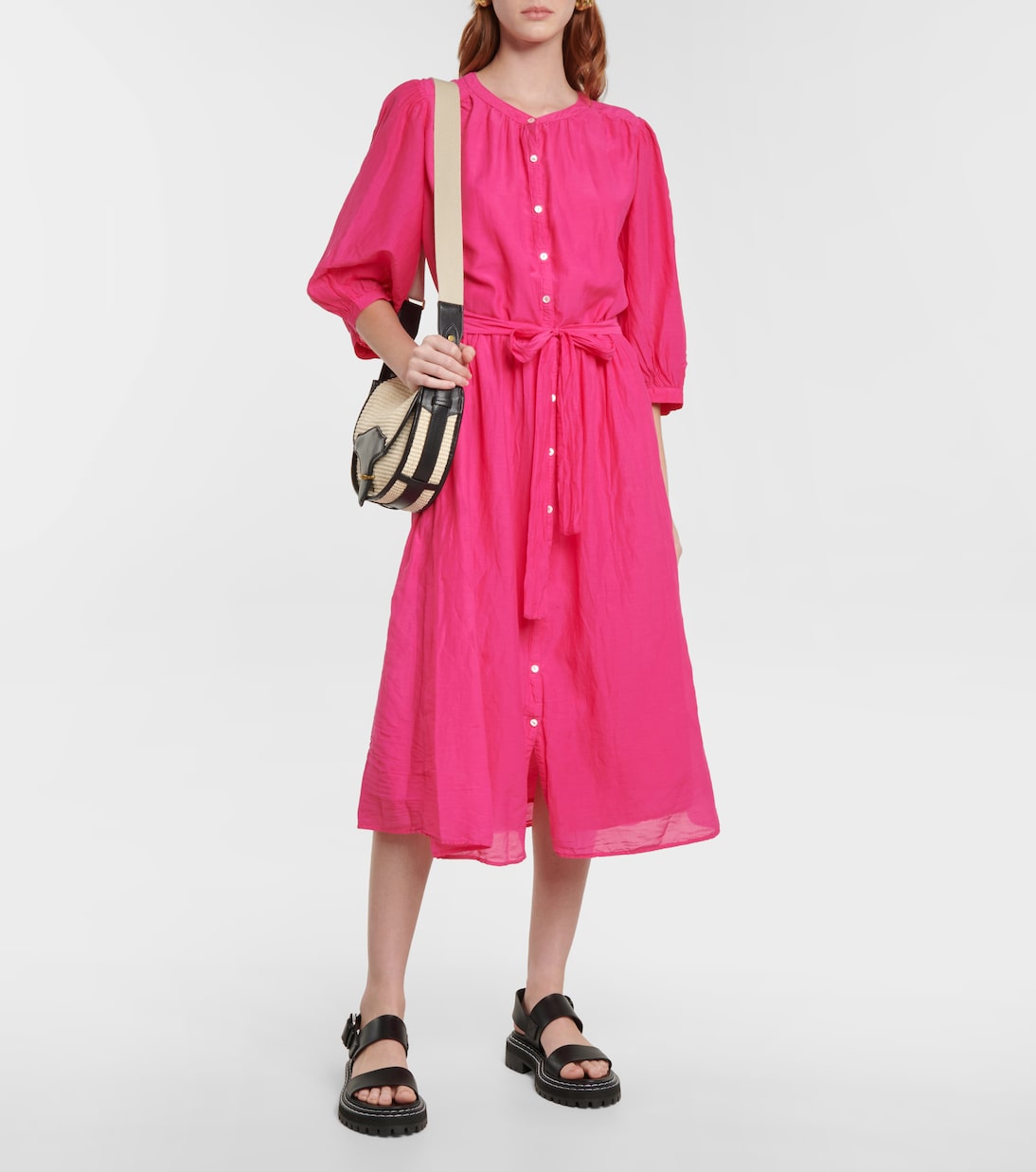 Emerson cotton and silk midi dress | Velvet