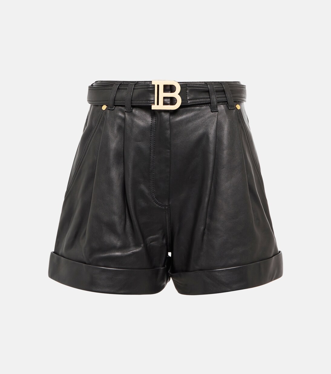 Shorts de piel con cinturón | Balmain
