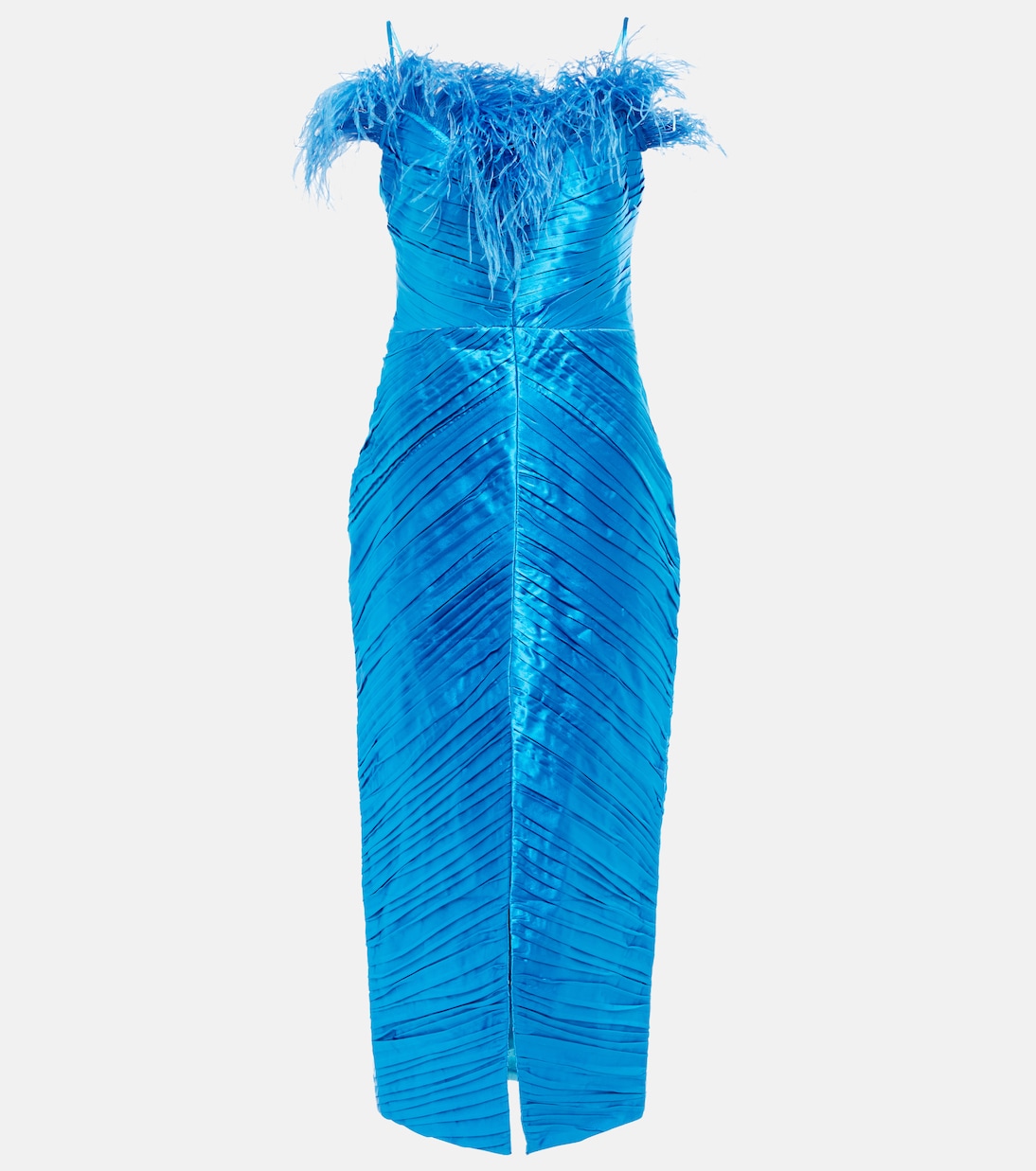 Midikleid aus Satin mit Federn | Rasario