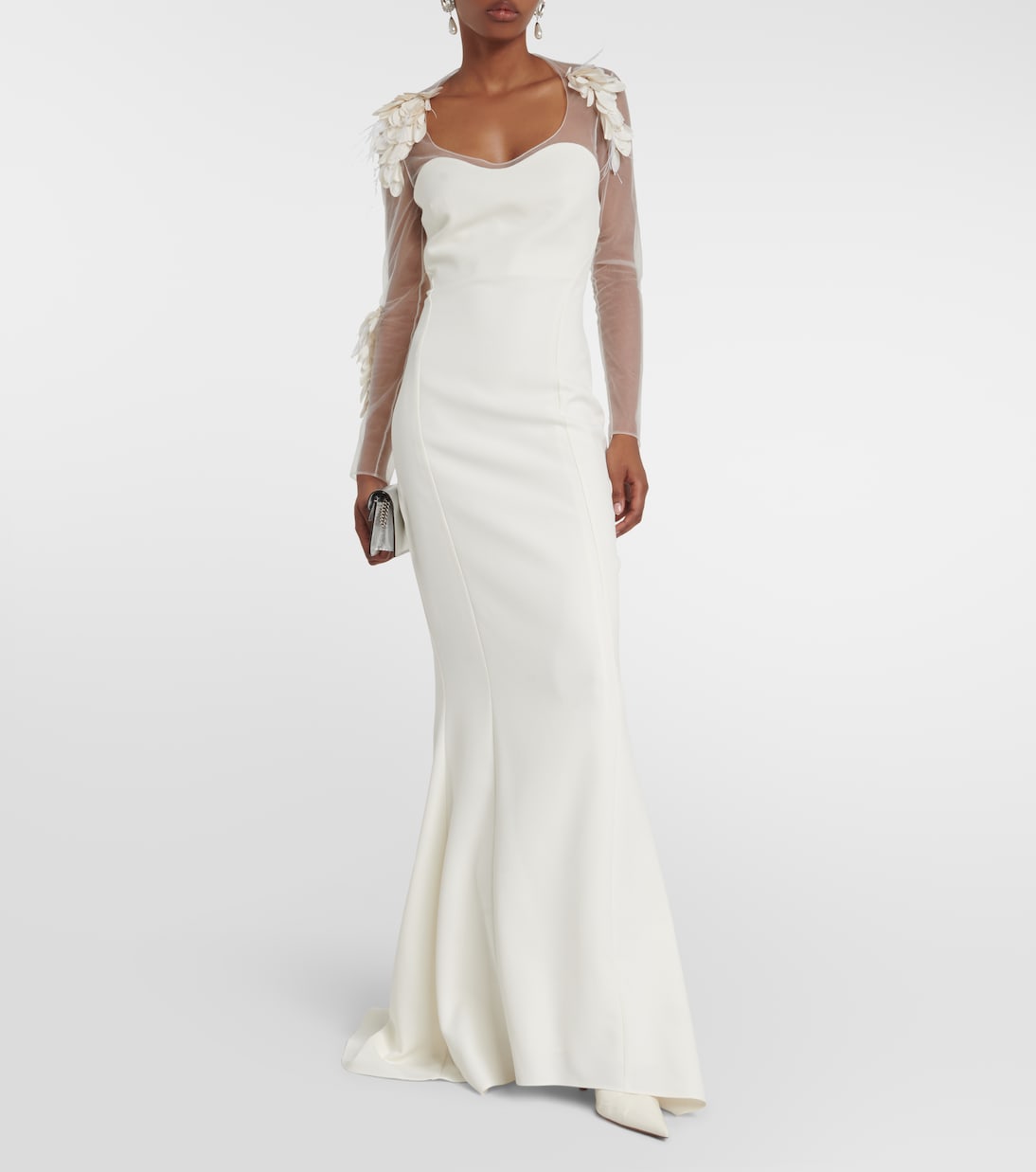 Feather-trimmed crêpe gown | Safiyaa