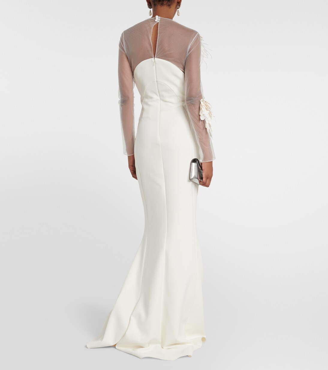 Feather-trimmed crêpe gown | Safiyaa