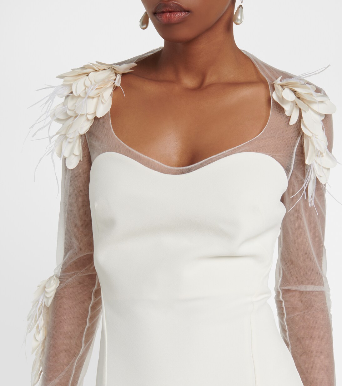 Feather-trimmed crêpe gown | Safiyaa