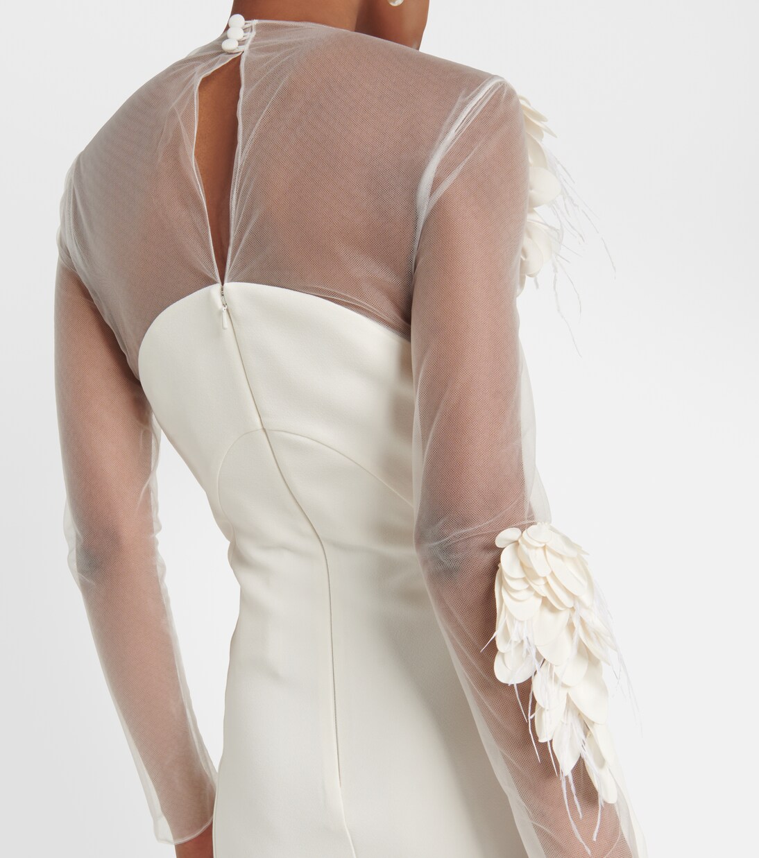 Feather-trimmed crêpe gown | Safiyaa