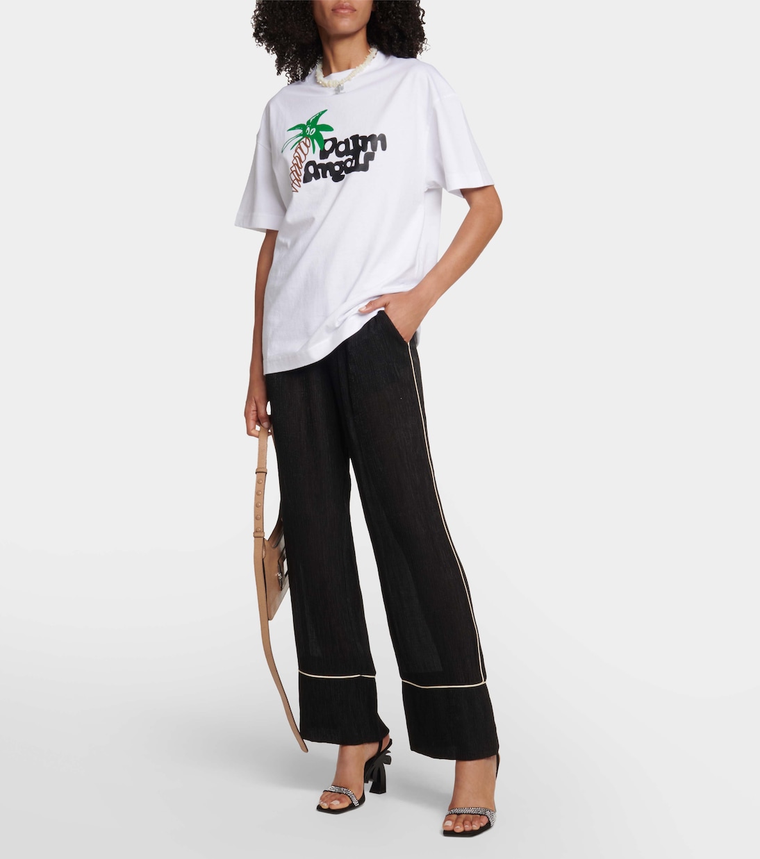T-shirt imprimé en coton à logo | Palm Angels