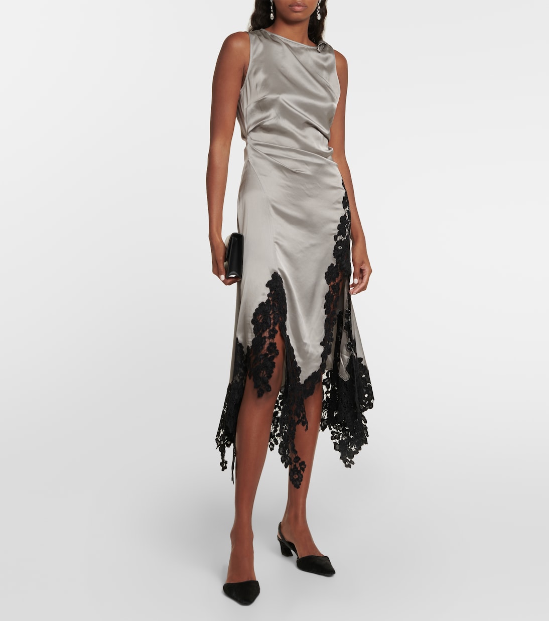 Abito midi in raso con pizzo | Acne Studios