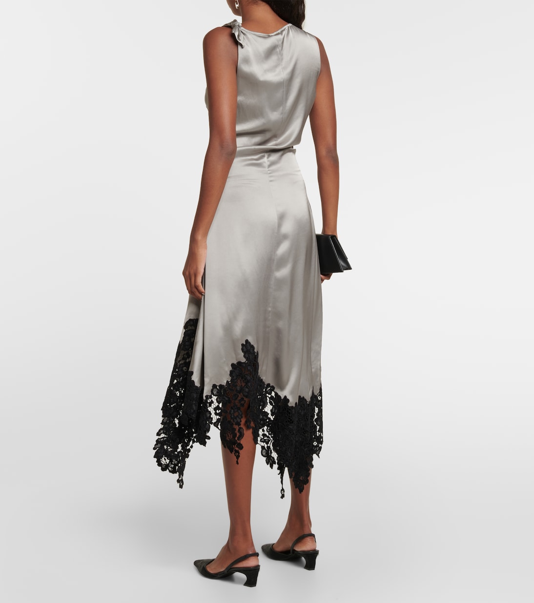 Abito midi in raso con pizzo | Acne Studios
