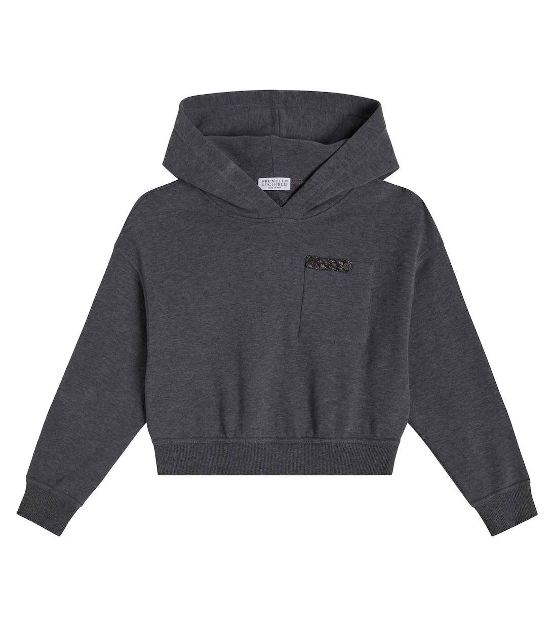 Sudadera con capucha de algodón cropped | Brunello Cucinelli Kids