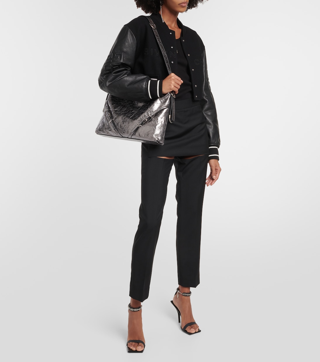 Borsa a spalla Voyou Medium in pelle metallizzata | Givenchy