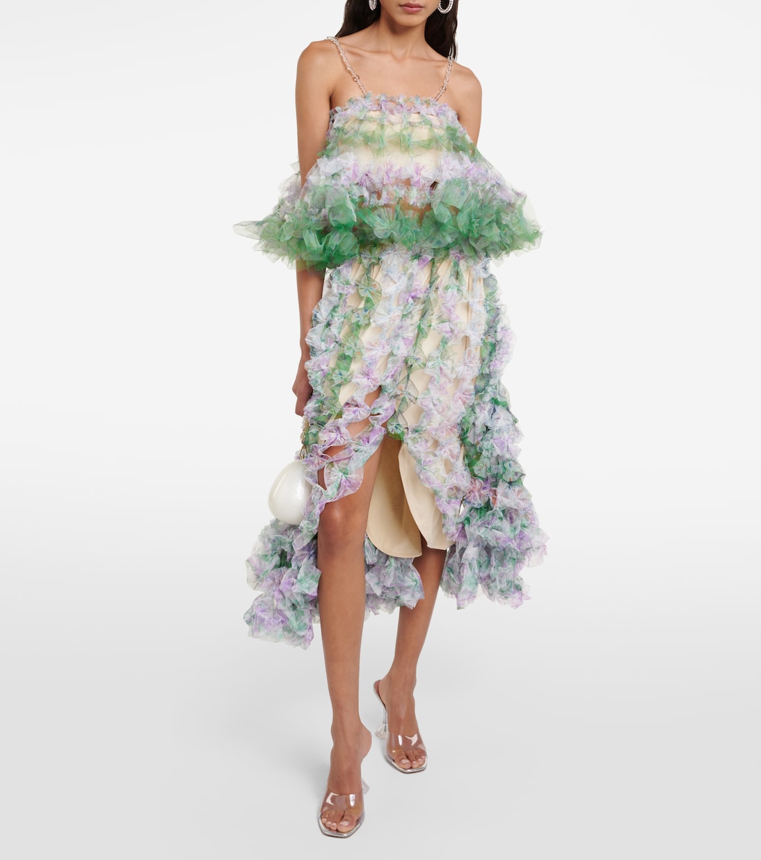 Embellished tulle crop top | Susan Fang