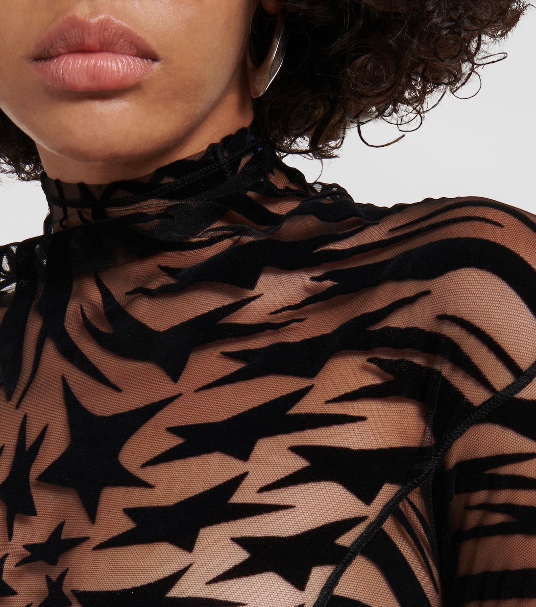 Printed mesh turtleneck bodysuit | Mugler