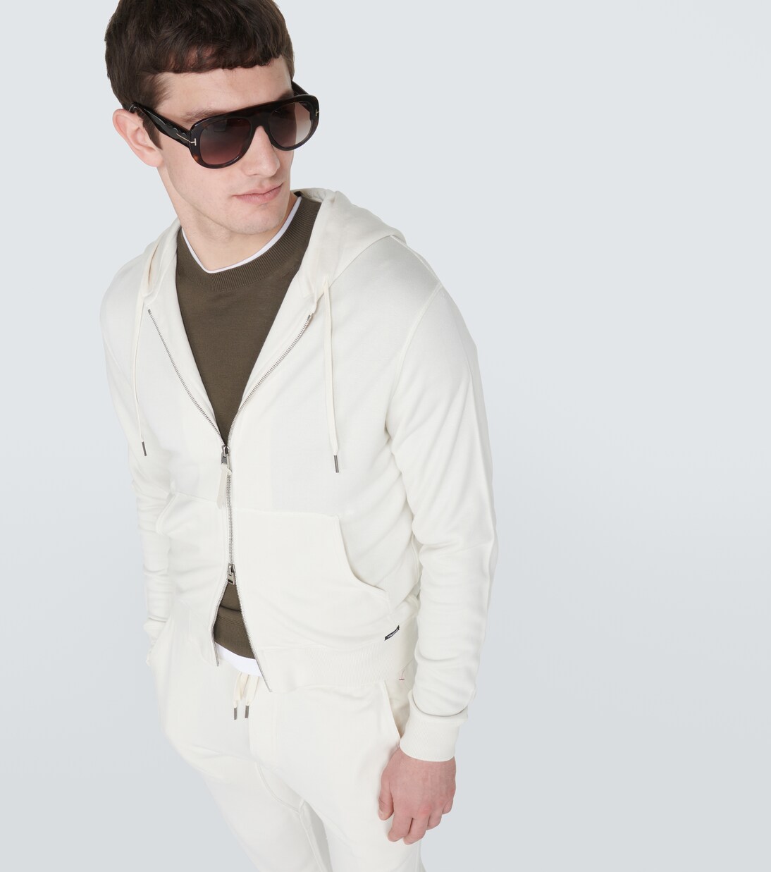 Zip up hoodie in white Tom Ford Mytheresa