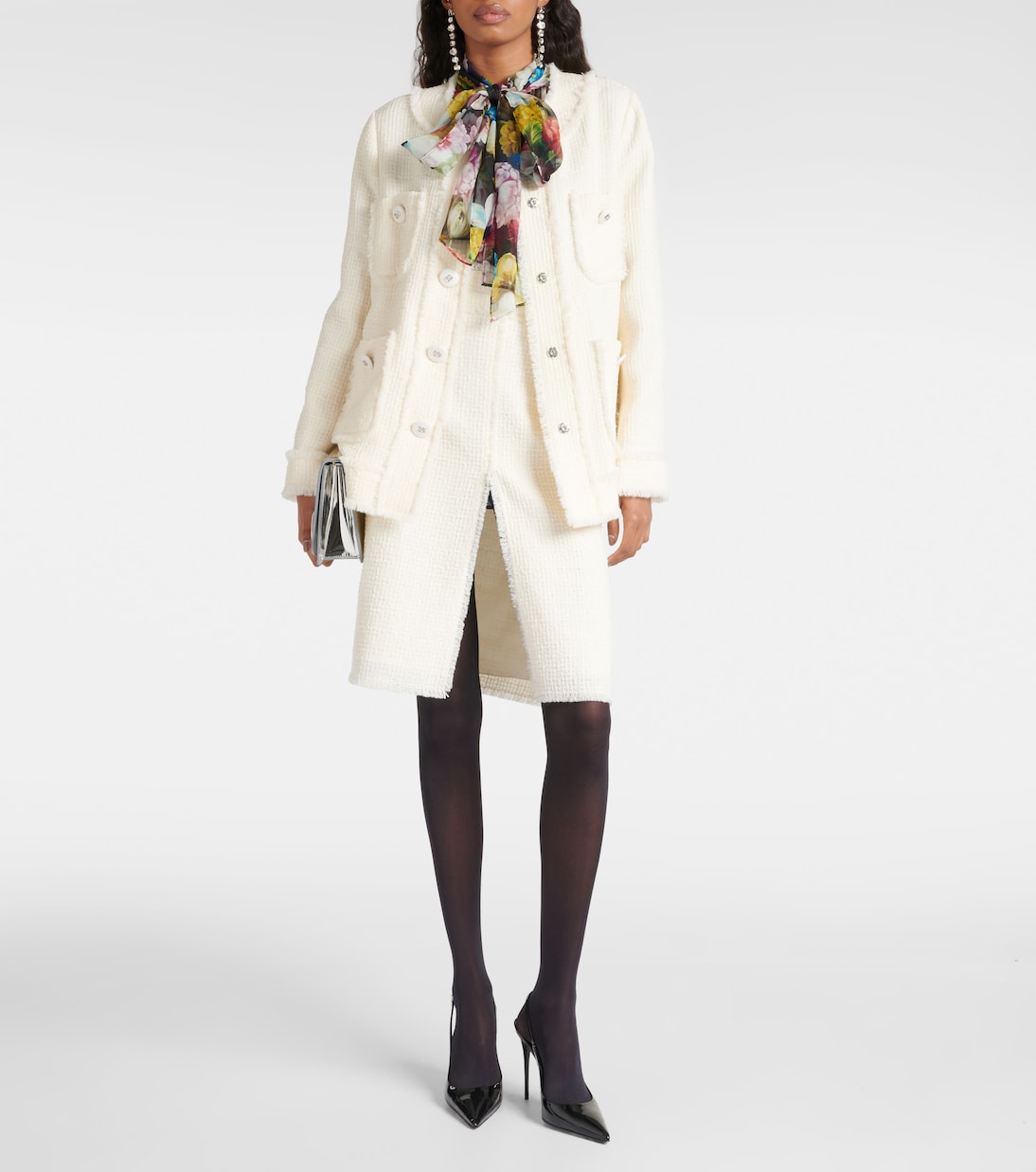 Falda midi de tweed de mezcla de lana | Dolce&Gabbana