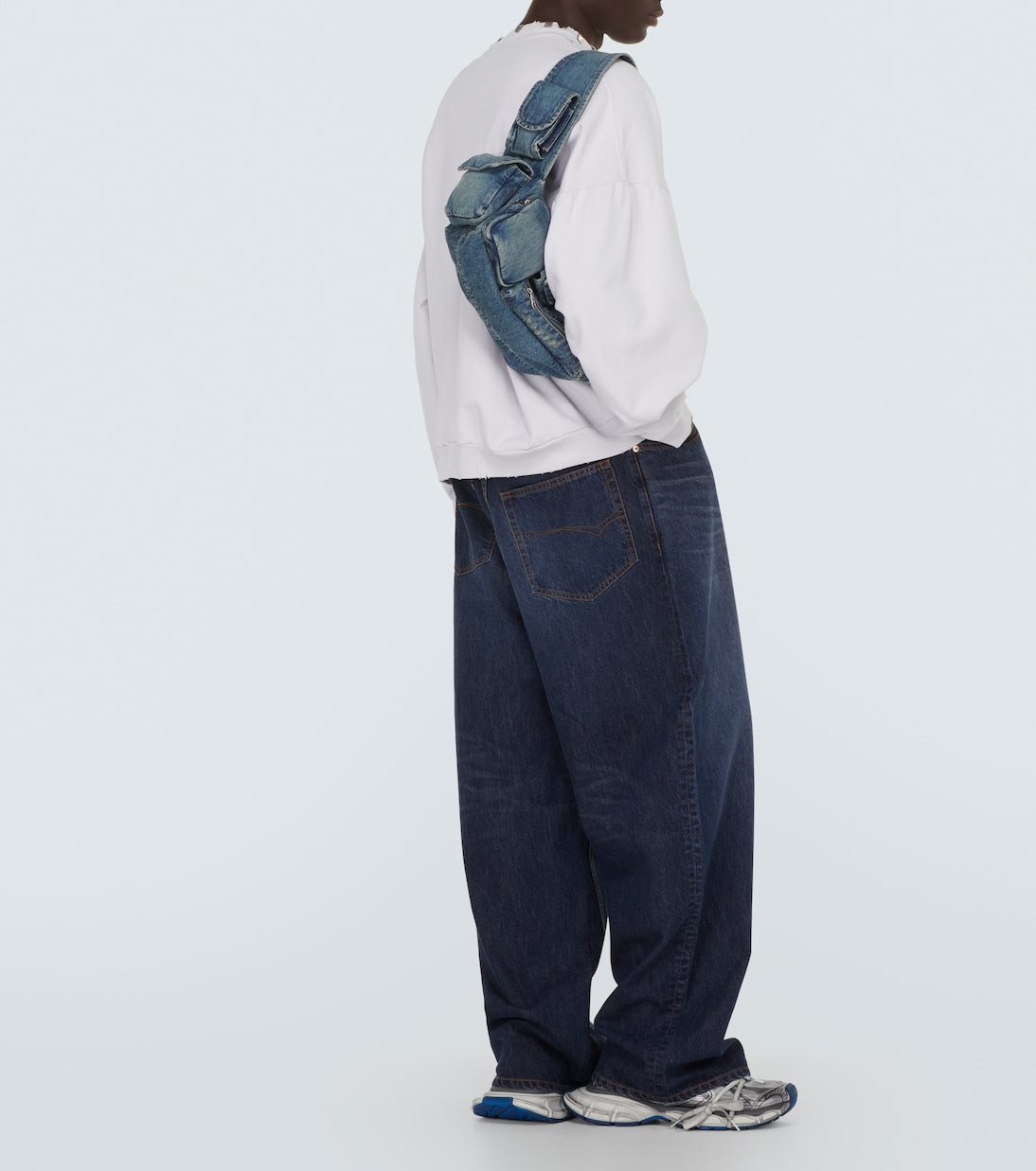 Superbusy Sling Small denim shoulder bag | Balenciaga
