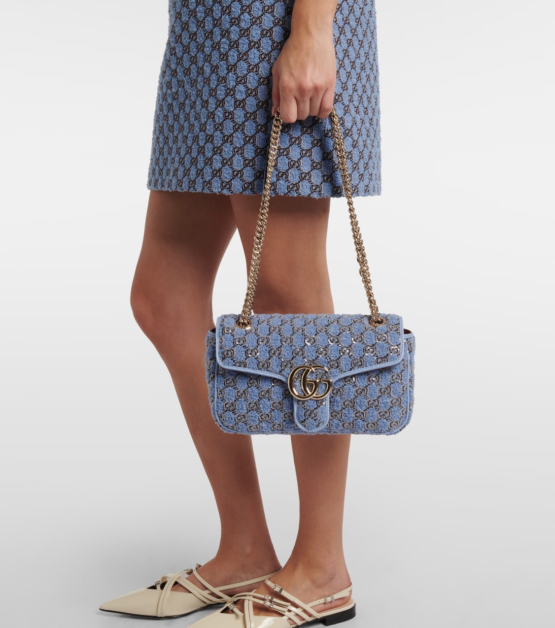 GG Marmont Small bouclé shoulder bag | Gucci