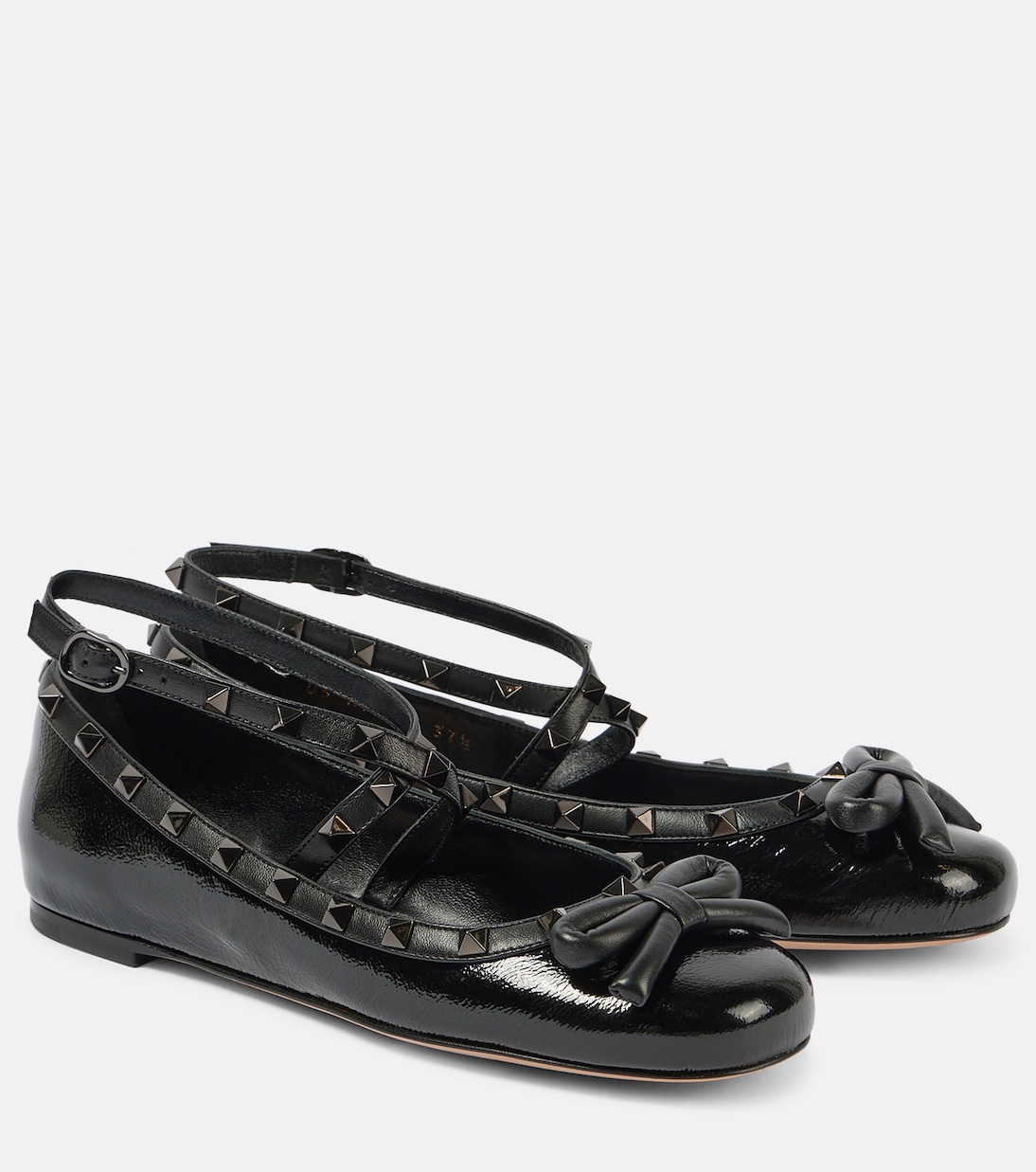 Rockstud patent leather ballet flats in black Valentino Garavani Mytheresa