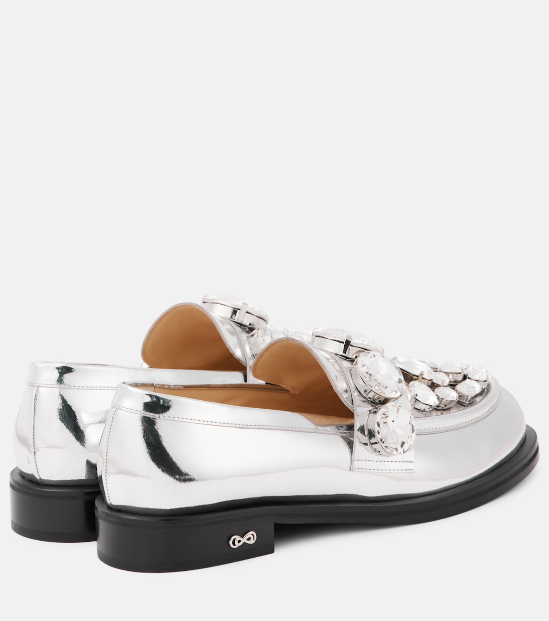 Crystal-embellished metallic leather loafers | Mach & Mach