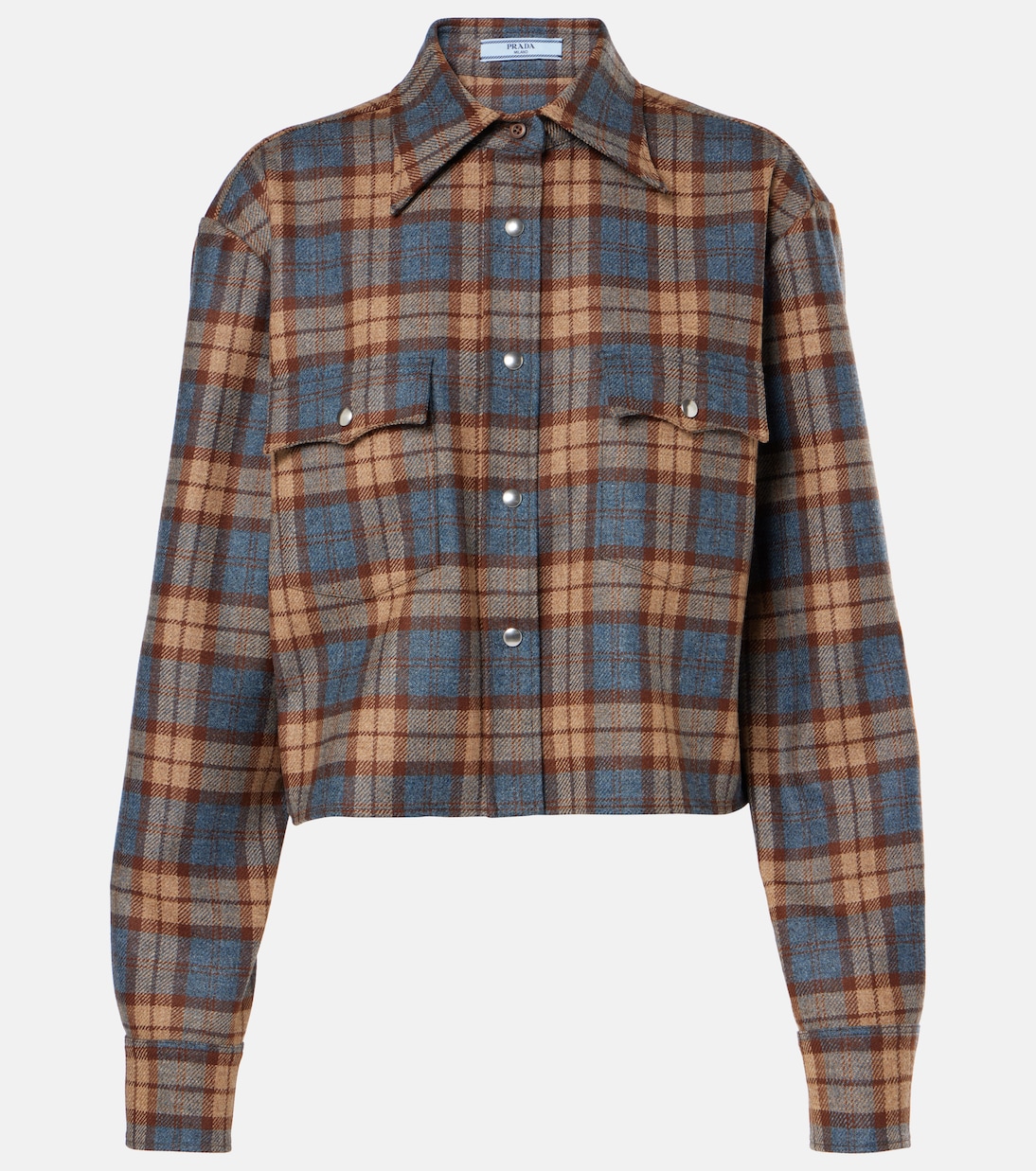 Camicia in lana a quadri | Prada