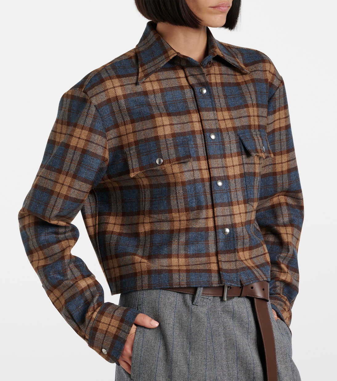 Camicia in lana a quadri | Prada
