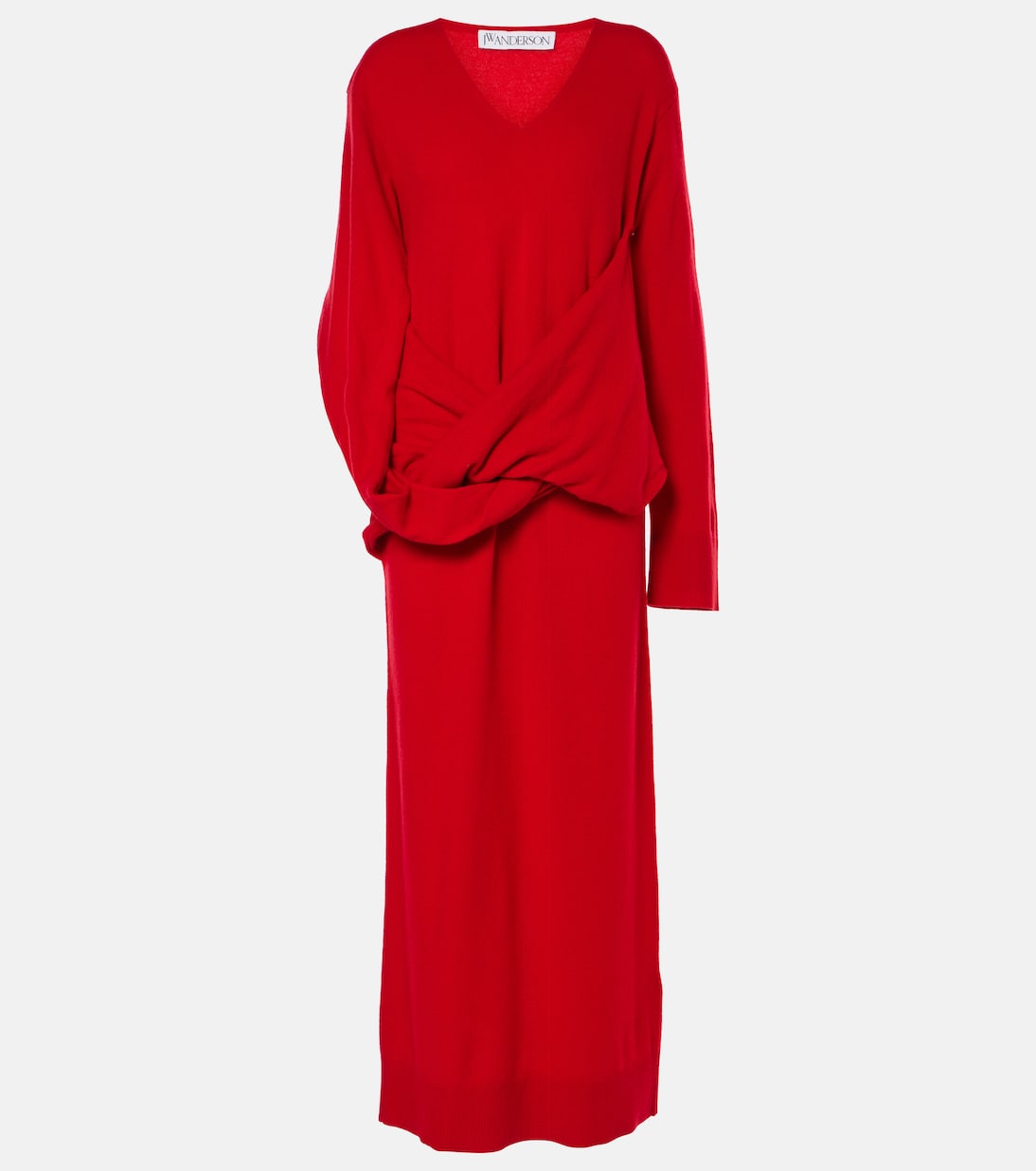 Draped asymmetric wool-blend dress  | JW Anderson