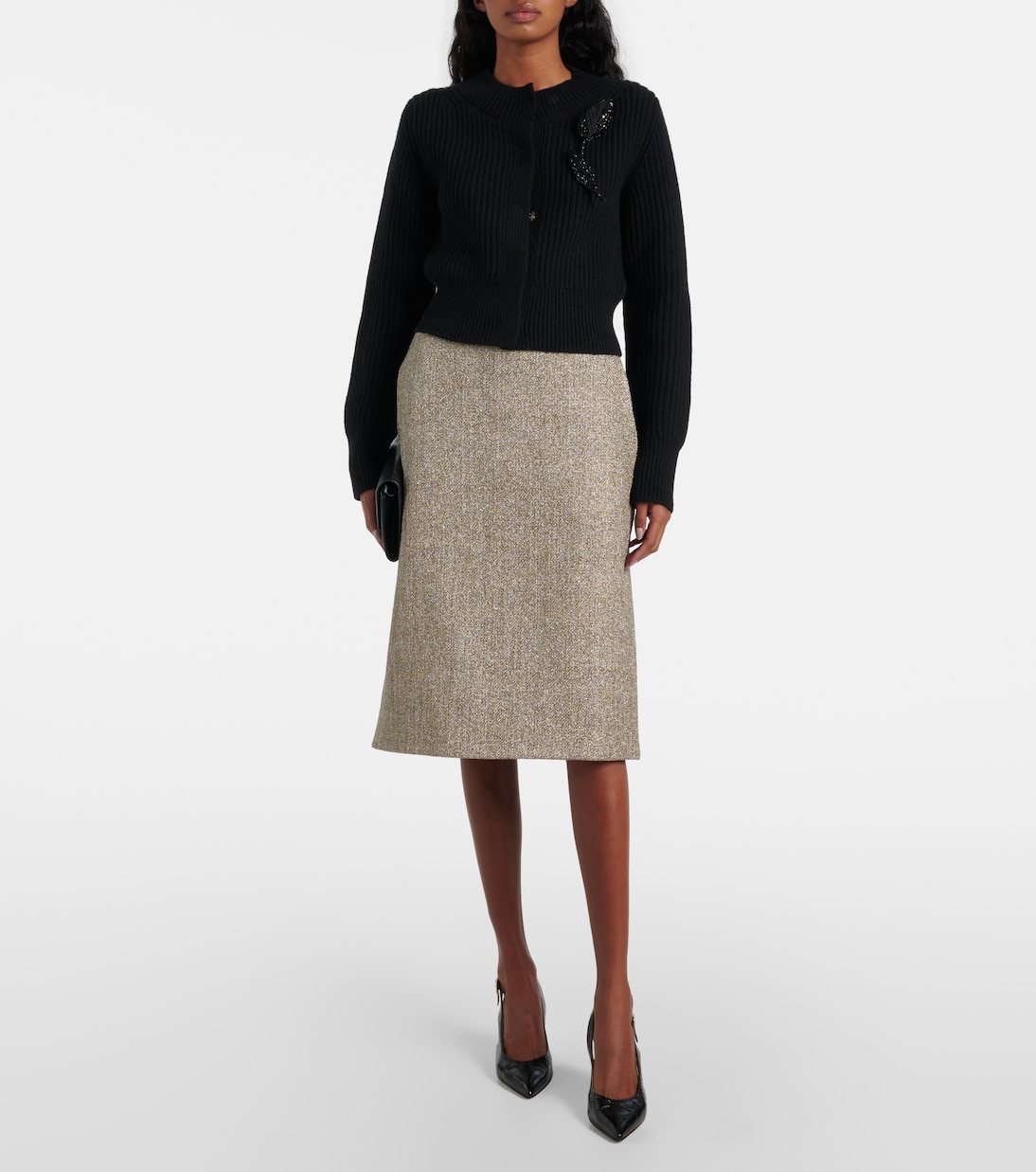 Cardigan cropped in lana e cashmere  | Erdem