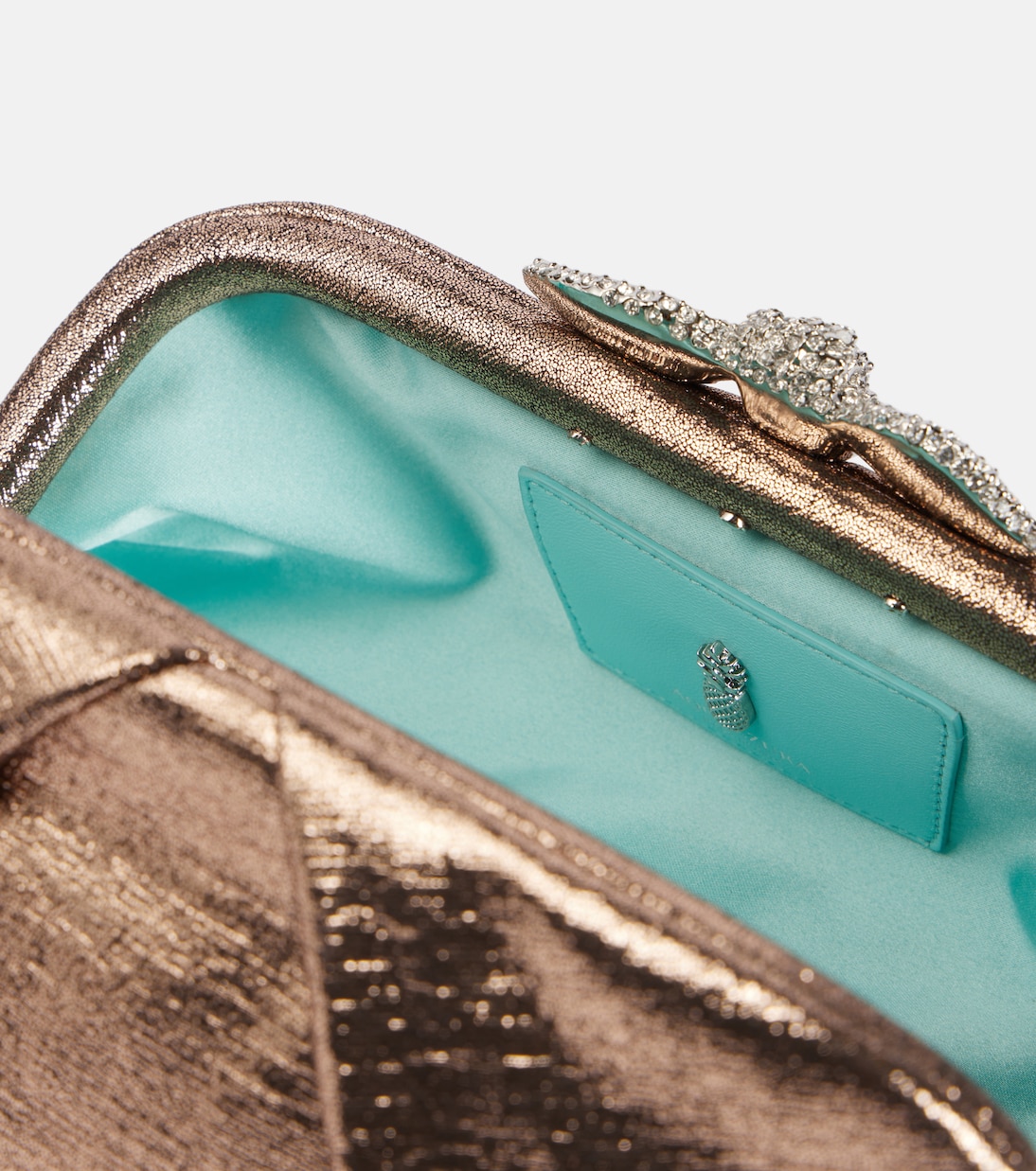 Very Bow Tie embellished satin clutch | Aquazzura